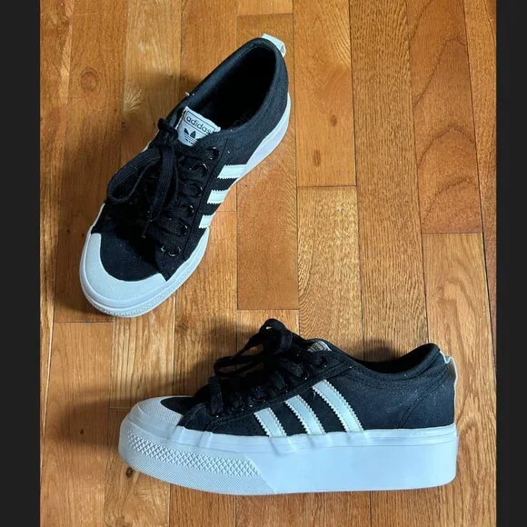 adidas | Shoes | Adidas Nizza Black And White Platform Sneaker | Poshmark